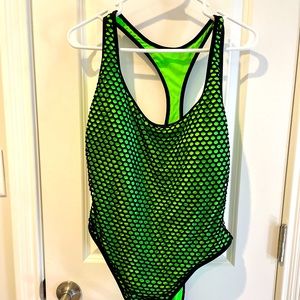 Neon Green Fishnet One Piece